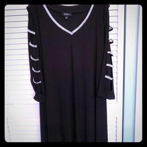 MSK black dress with rhinestone trim